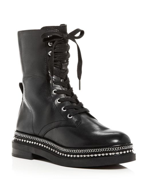 Vince Camuto Leather Branda Embellished Combat Boots in Black Leather ...