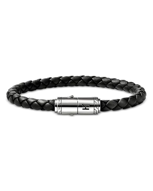 John Hardy Black Sterling Leather Bracelet for men