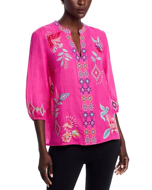 Johnny Was Pink Paris Effortless Blouse
