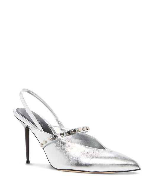 Alexander McQueen White Leather Slingback Pumps