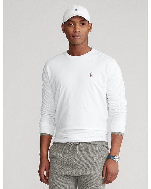 Polo Ralph Lauren Men's White Slim Fit Long Sleeve Tee