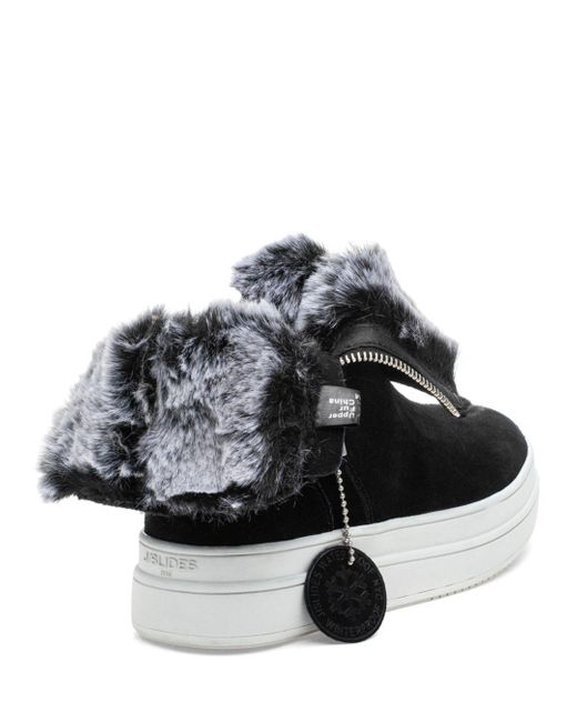 J/Slides Women's Tristan Faux Fur Lined Waterproof Sneaker Boots in Black Suede (Black) - Lyst