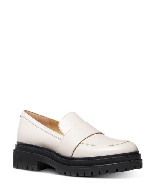 MICHAEL Michael Kors Leather Parker Lug Loafer Flats in Light Cream
