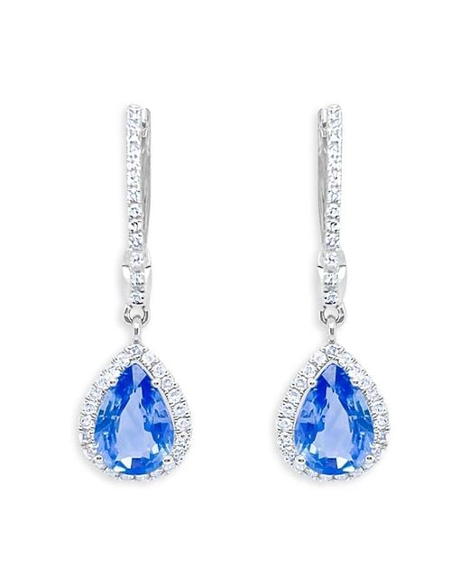 Meira T Blue 14K Sapphire & Diamond Huggie Hoop Earrings