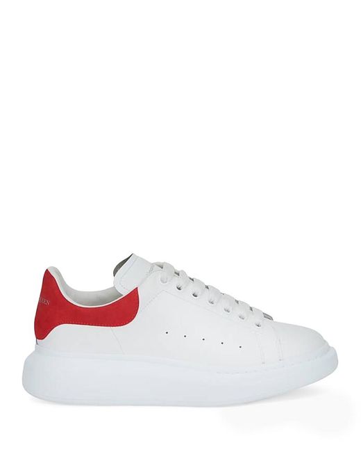 Alexander McQueen White Alexander Oversized Leather Heel Detail Sneakers for men