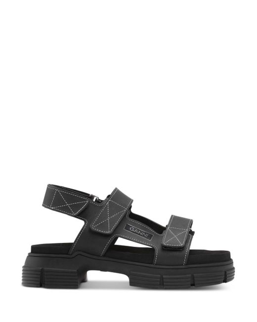 Ganni Synthetic Lug Sole Sandals in Black | Lyst