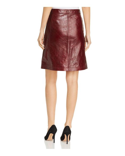 Tory Burch Bianca A-line Leather Skirt in Red | Lyst