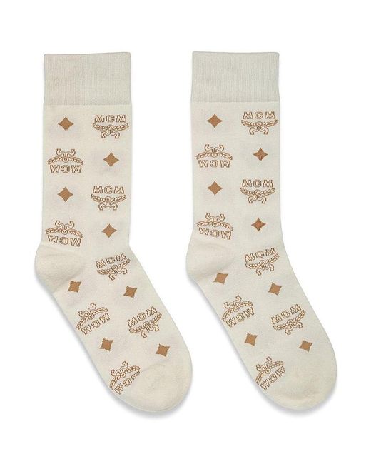 MCM Natural Monogram Knit Socks for men