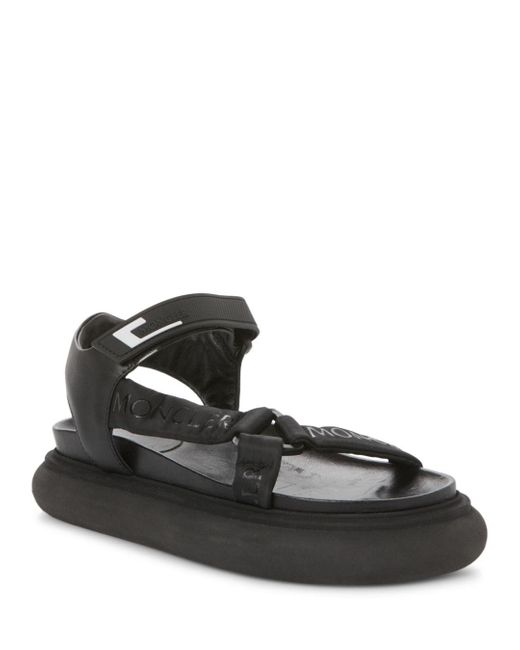 Moncler Leather Catura Strappy Sandals in Black - Lyst