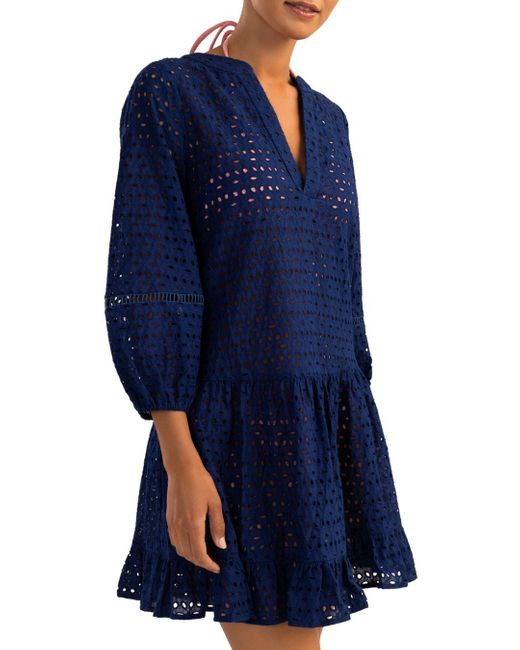 Shoshanna Cotton Eyelet Embroidered Cover Up Dress in Blue Lyst