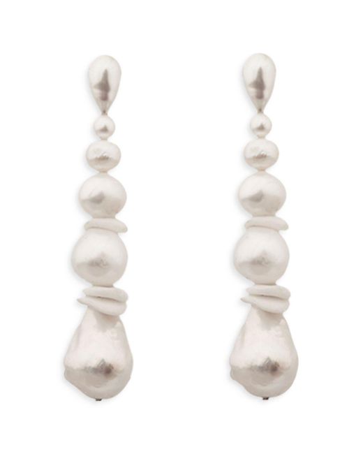 Completedworks Cultured Freshwater Pearl Linear Drop Earrings in White