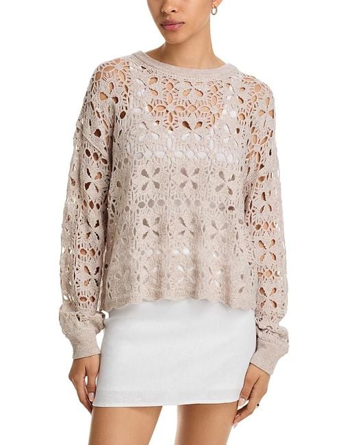 Bella Dahl White Crochet Crewneck Sweater