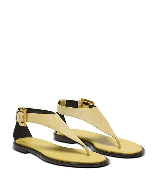 Balmain Yellow Anthem Flat Toe-Post Sandals