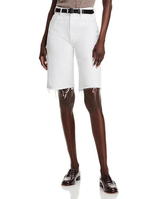 Mother White The Maven Bermuda Fray Shorts