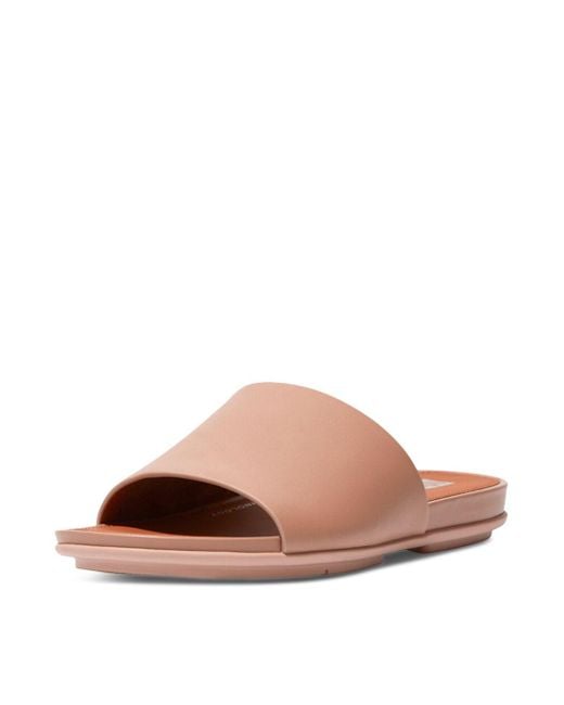 Fitflop Leather Gracie Pool Slides in Beige (Natural) Lyst