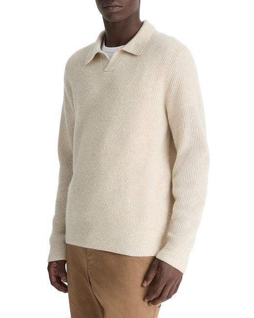 Vince Natural Thermal Open Collar Polo Sweater for men