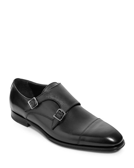 To Boot New York Black Addison Double Buckle Monk Strap Shoes for men