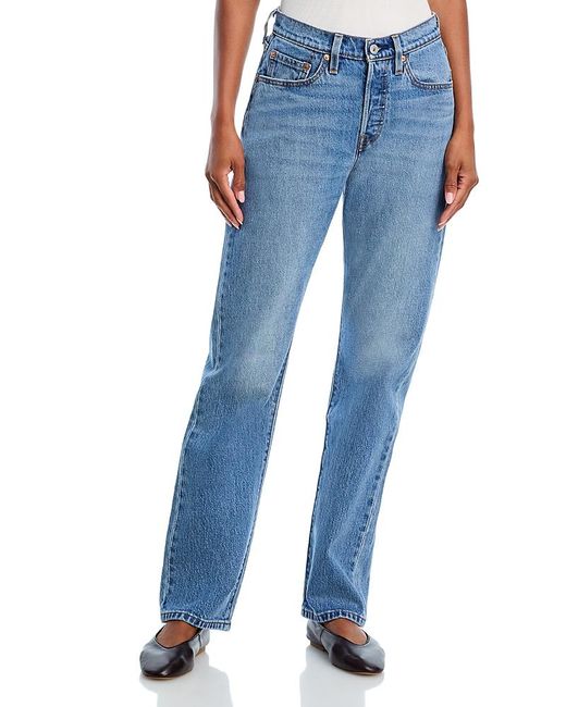 Levi's Blue 501 Curve High Rise Straight Jeans