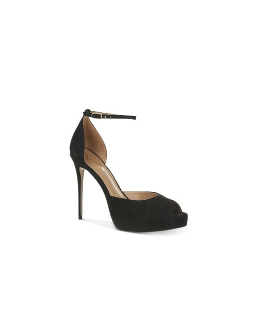 Sam Edelman Leather Florencia Peep Toe High Heel Pumps in Black | Lyst ...