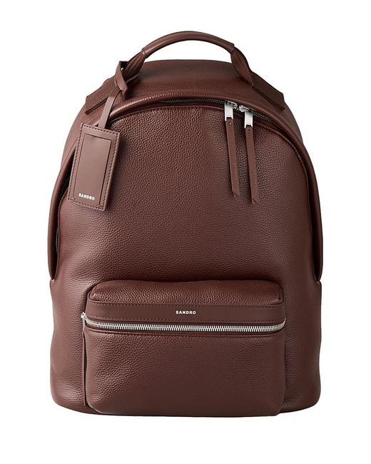 Sandro Brown Coated Canvas Backpack for men