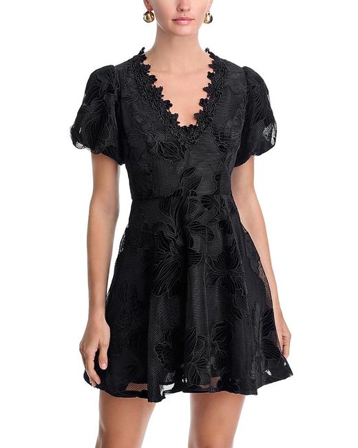 Aqua Women's Black Lace Puff Sleeve Mini Dress - magambanetwork.com Aqua Women's Black Lace Puff Sleeve Mini Dress - magambanetwork.com