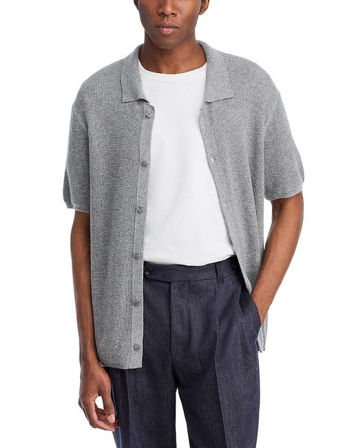 ATM Gray Short Sleeve Knit Cardigan Sweater for men