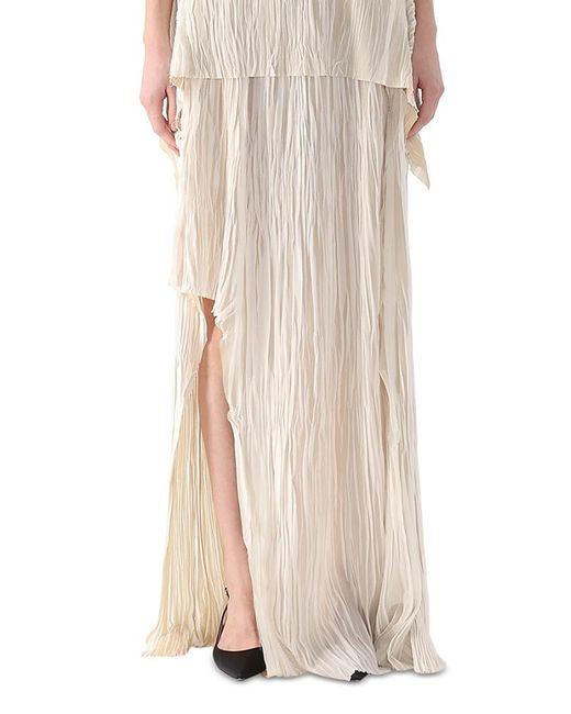 Jason Wu Natural Bicolor Pleated Asymmetrical Maxi Skirt