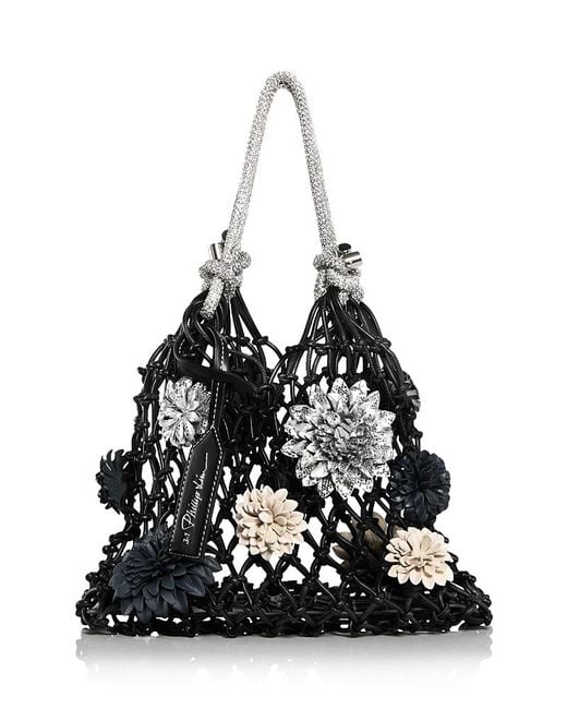 【3.1 Phillip Lim】国内発送★Macrame Mini Sac with Flowers 3.1 Phillip Lim Macrame Mini Sac With Flowers in Black | Lyst