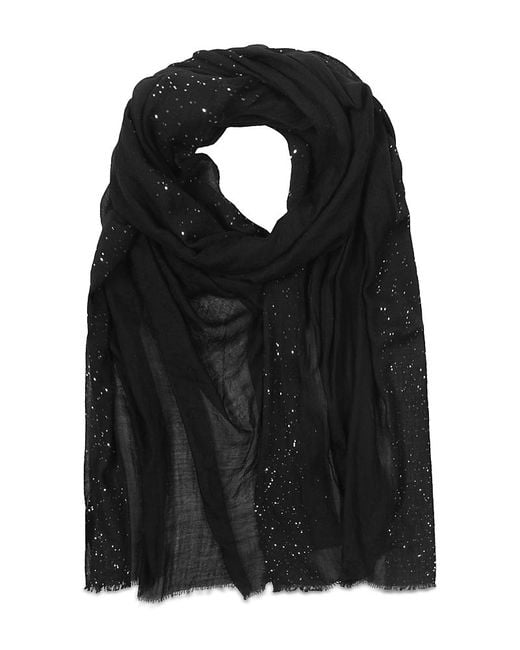 Echo Black Sequin Gauze Wool Wrap