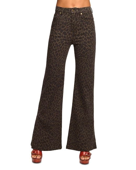 Ramy Brook Brown Tyra High Rise Flared Animal-Print Jeans