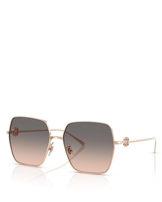 Tory Burch Gray Square Sunglasses, 58Mm