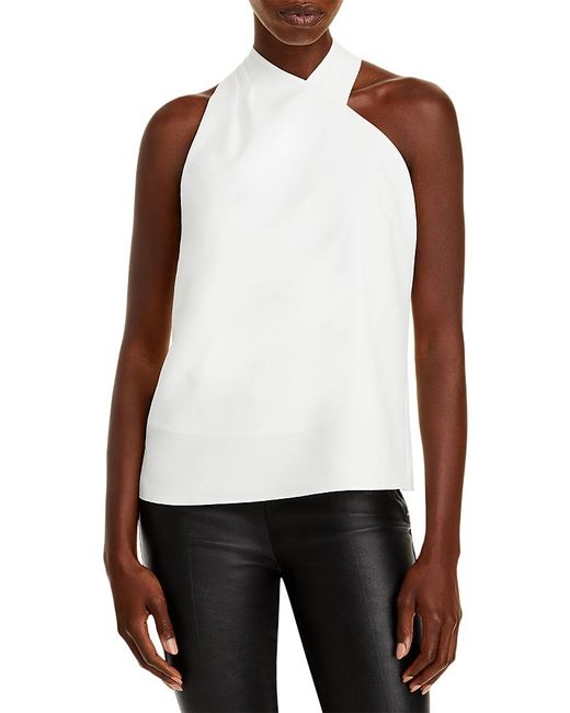MILLY White Preston Cady Asymmetric Halter Top