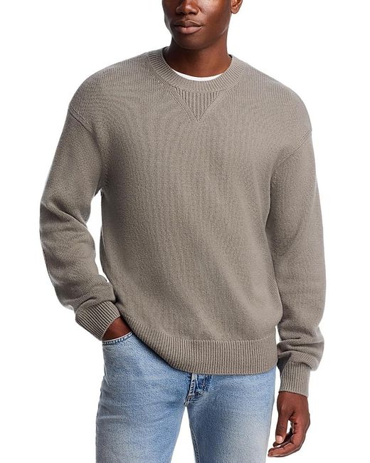 FRAME Gray Suede Patch Crewneck Sweater for men