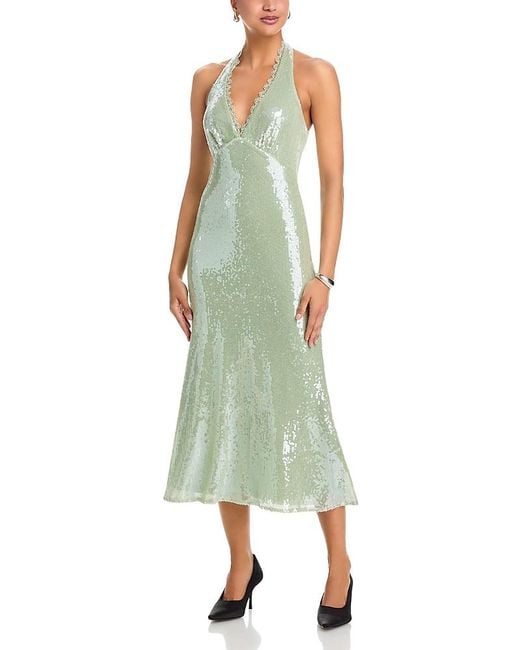2t green dress Miller Pleat Halter Midi Dress Shamrock main image 1