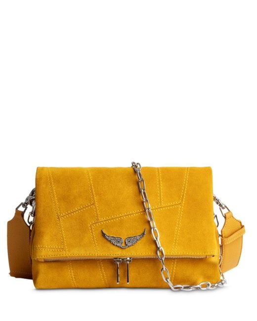 Zadig & Voltaire Rocky Patchwork Suede Crossbody in Yellow Lyst