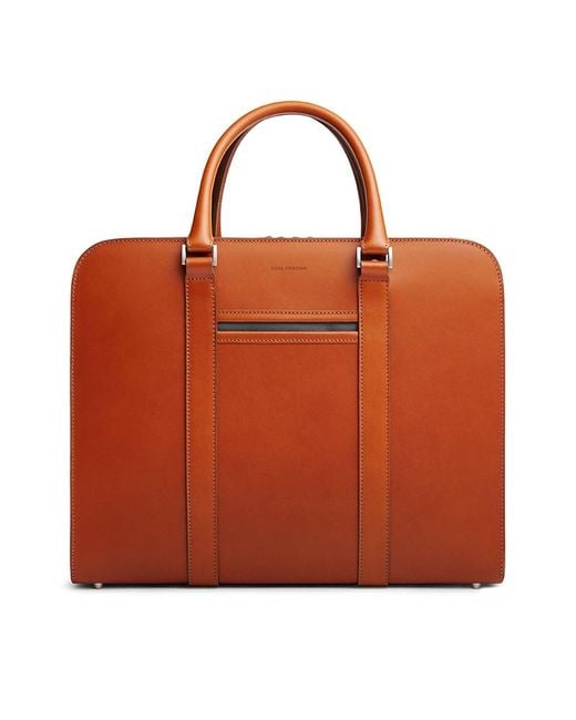 Carl Friedrik Brown Palissy Double Leather Briefcase for men