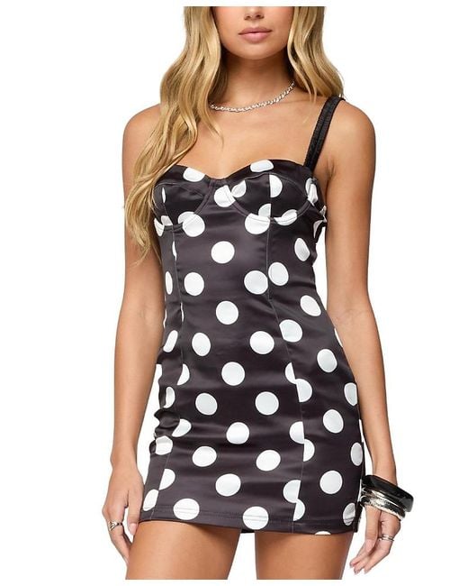 Edikted Women's Black Polka Dot Cupped Satin Effect Mini Dress -  www.rajagirimanappuram.com