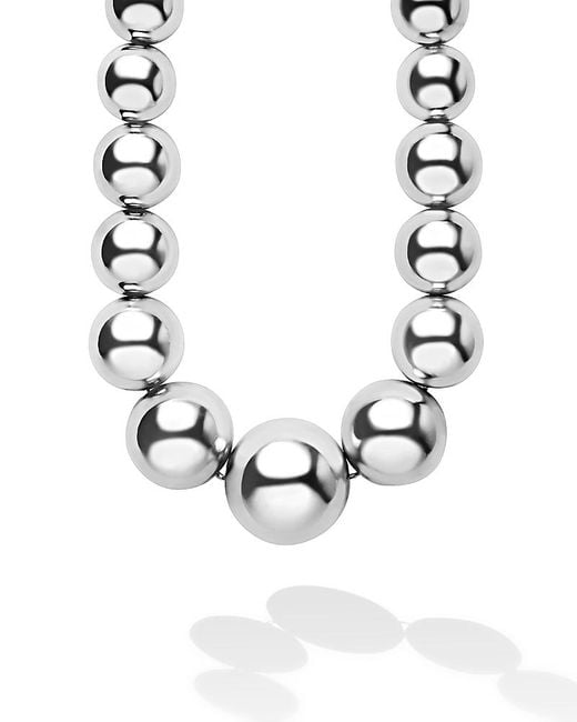 Lagos Metallic Sterling Caviar Bubbly Graduated Bead Collar Necklace, 18
