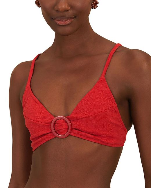 Farm Rio Red Matelasse Pineapple Bikini Top