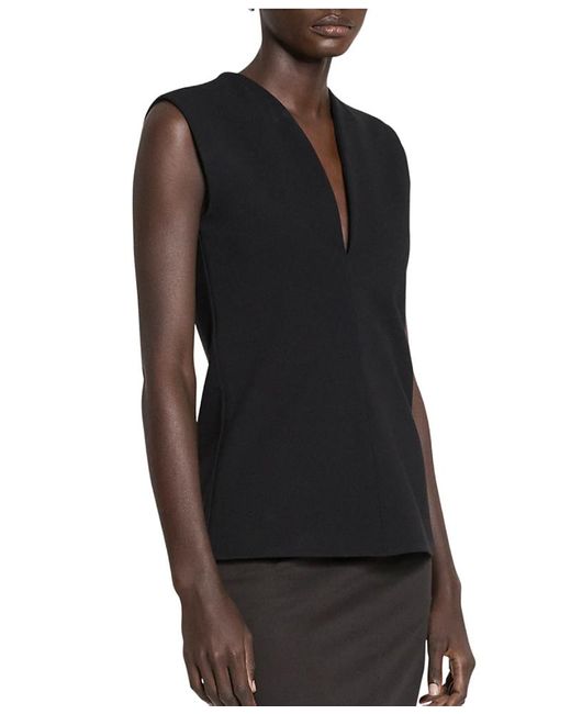Lanvin Black Jersey Top With A Plunging Neckline
