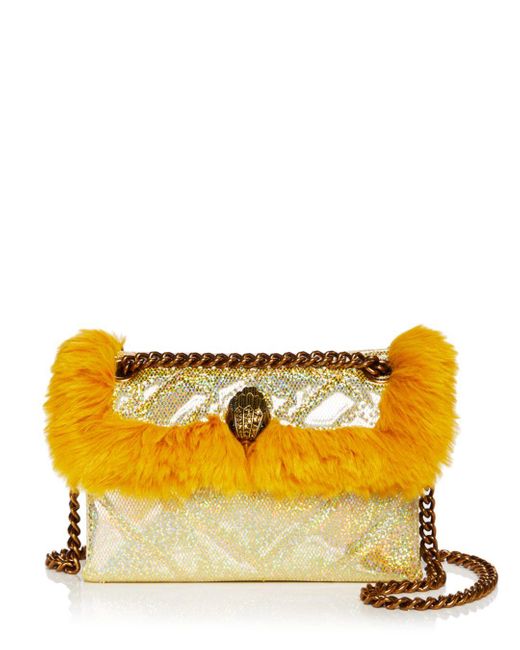 Kurt Geiger Mini Kensington Faux Fur Trim Crossbody in Yellow | Lyst Canada