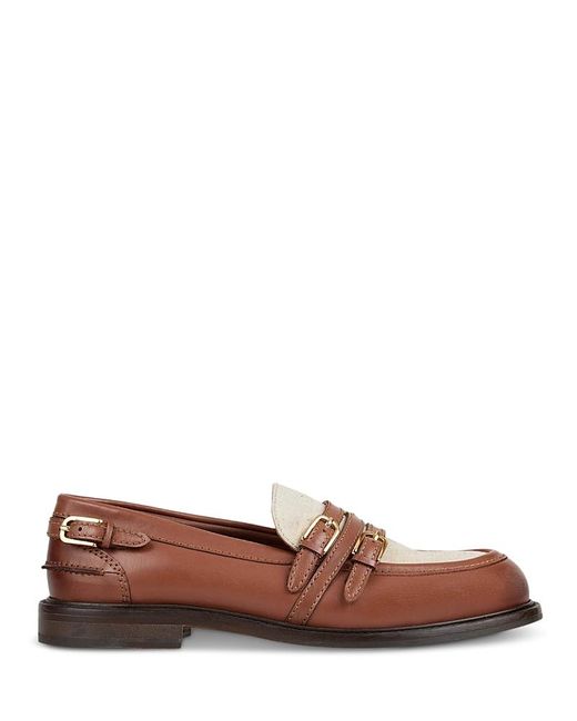 Sandro Brown Shiny Leather Buckled Loafers