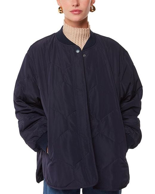 Whistles Blue Ida Short Quilted Coat