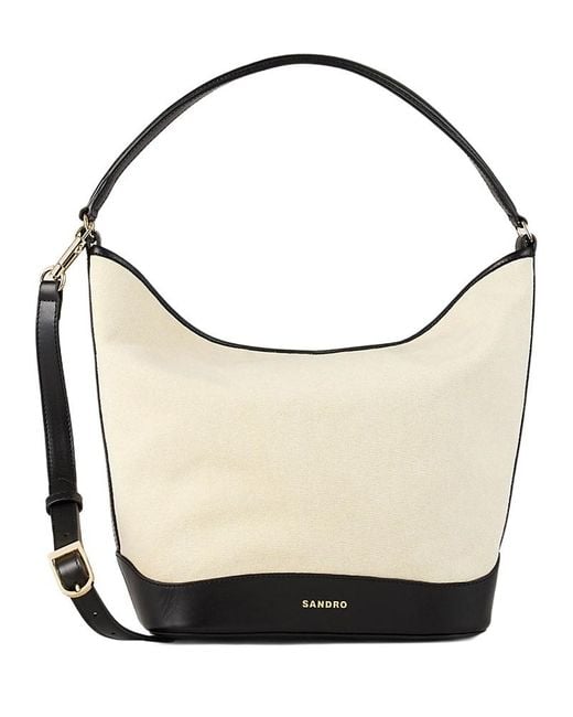 Sandro White Canvas Bucket Bag