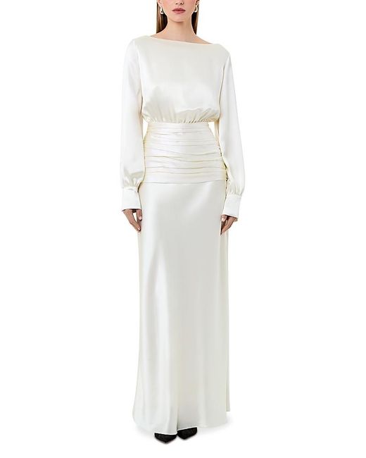 Nicholas White Samina Long Sleeved Shirred Gown