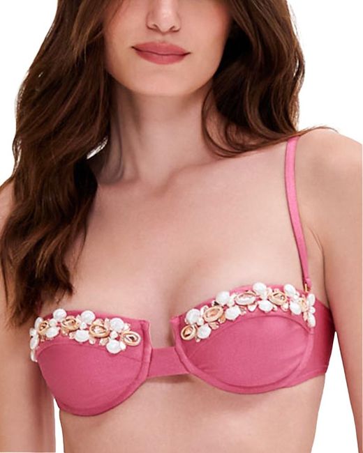 PATBO Pink Seashell Embellished Bikini Top