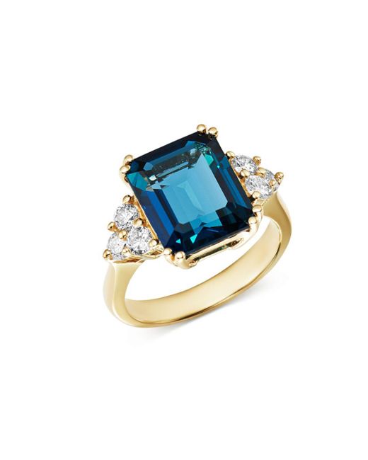 Details about   2 Emerald Designer Statement Bridal Classic Royal Blue Topaz Ring 14k Yellow GD