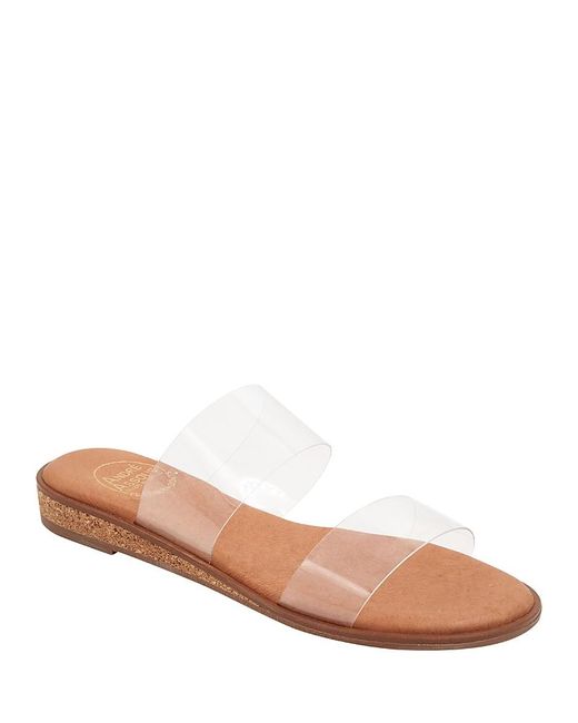 Andre Assous Brown Galia Slip On Strappy Slide Sandals