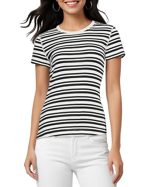 Three Dots Black Cotton Short Sleeve Crewneck Tee