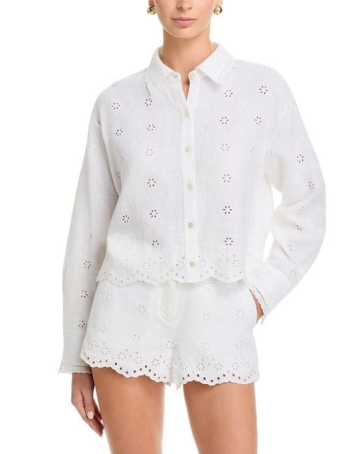 LoveShackFancy White Delano Linen Blouse